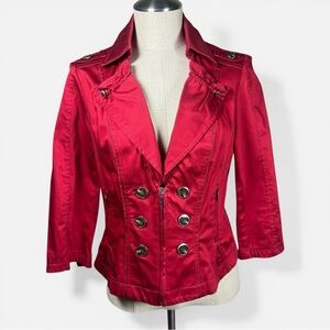 White House Black Market Red Double-Breasted Jacket